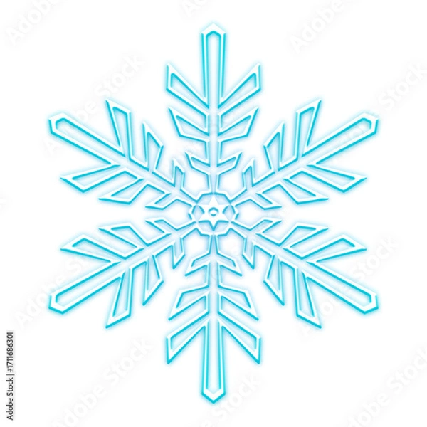 Fototapeta Blue glowing snowflake on transparent background
