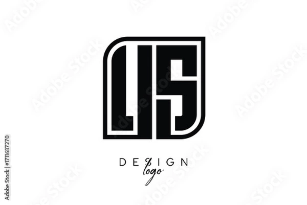 Fototapeta US Block Monogram Logo – Bold Geometric Lettermark in Rectangular Style for Modern Branding & Identity