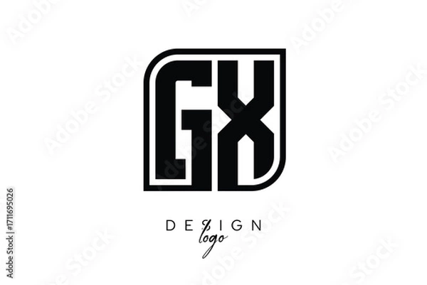 Fototapeta GX Block Monogram Logo – Bold Geometric Lettermark in Rectangular Style for Modern Branding & Identity