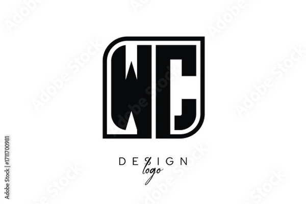 Fototapeta WC Block Monogram Logo – Bold Geometric Lettermark in Rectangular Style for Modern Branding & Identity
