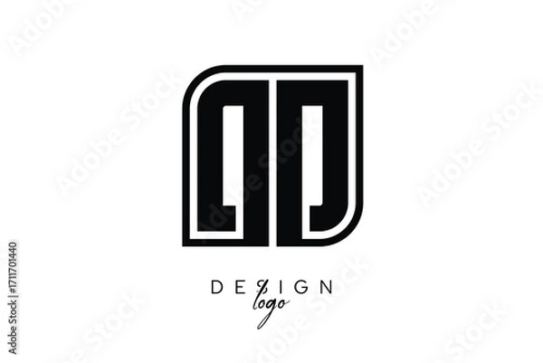 Fototapeta DD Block Monogram Logo – Bold Geometric Lettermark in Rectangular Style for Modern Branding & Identity
