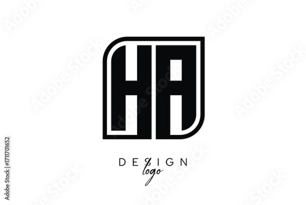 Fototapeta HA Block Monogram Logo – Bold Geometric Lettermark in Rectangular Style for Modern Branding & Identity
