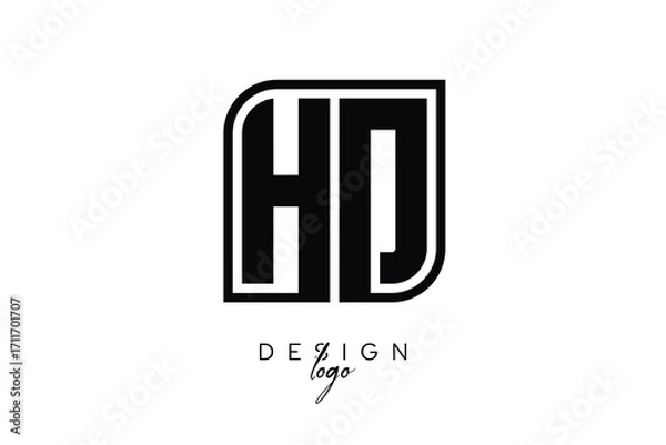 Fototapeta HD Block Monogram Logo – Bold Geometric Lettermark in Rectangular Style for Modern Branding & Identity
