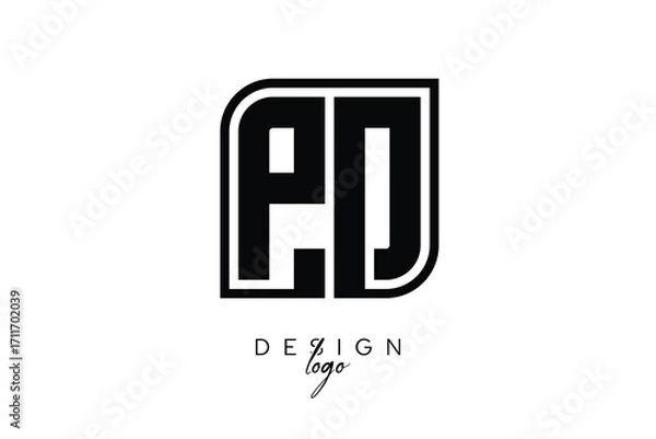 Fototapeta PD Block Monogram Logo – Bold Geometric Lettermark in Rectangular Style for Modern Branding & Identity
