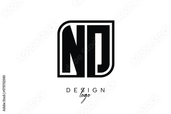 Fototapeta ND Block Monogram Logo – Bold Geometric Lettermark in Rectangular Style for Modern Branding & Identity
