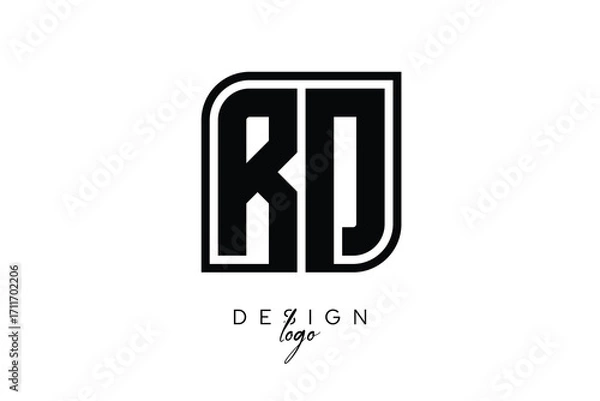 Fototapeta RD Block Monogram Logo – Bold Geometric Lettermark in Rectangular Style for Modern Branding & Identity

