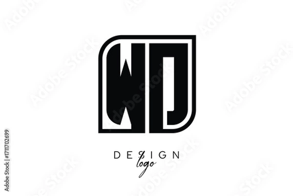 Fototapeta WD Block Monogram Logo – Bold Geometric Lettermark in Rectangular Style for Modern Branding & Identity
