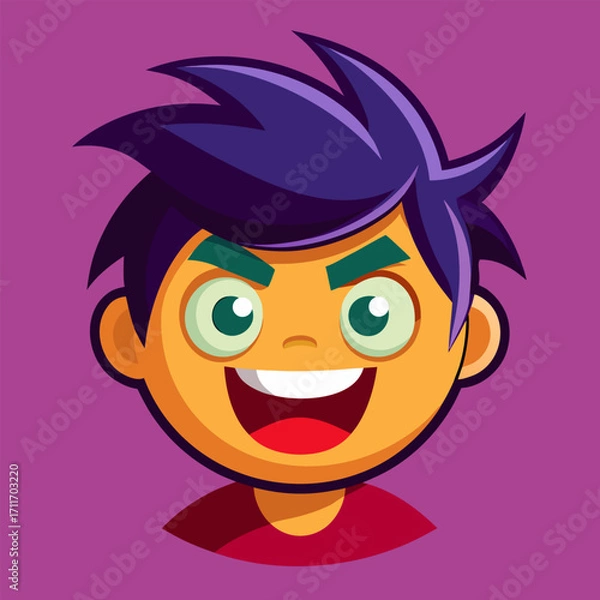 Fototapeta A fun and friendly cartoon face with a prominent mustache and wide, expressive eyes. This character radiates happiness and amusement, perfect for conveying positive emotions and lighthearted themes.