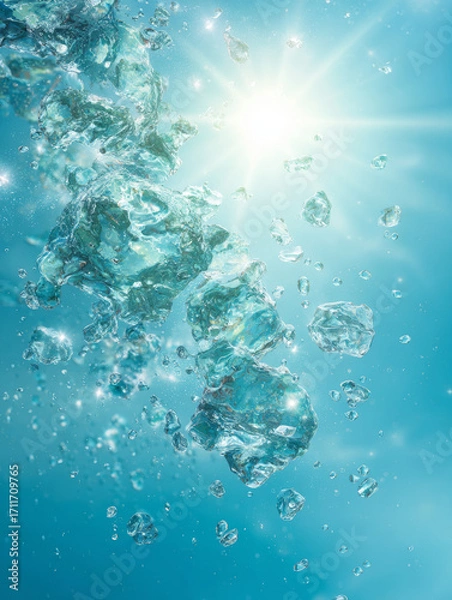 Obraz a stream of bubbles of fresh water