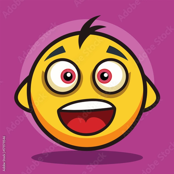 Fototapeta Dizzy and confused emoji with swirling stars and exaggerated expression of distress