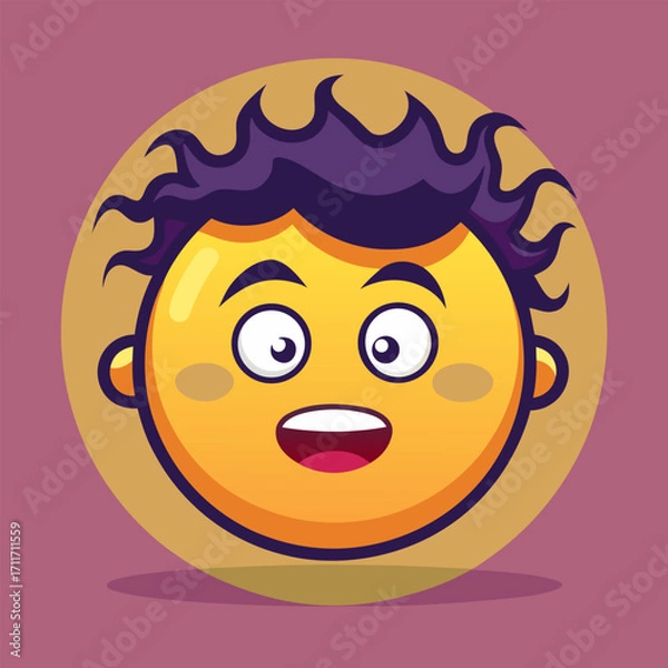 Fototapeta Dizzy and confused emoji with swirling stars and exaggerated expression of distress