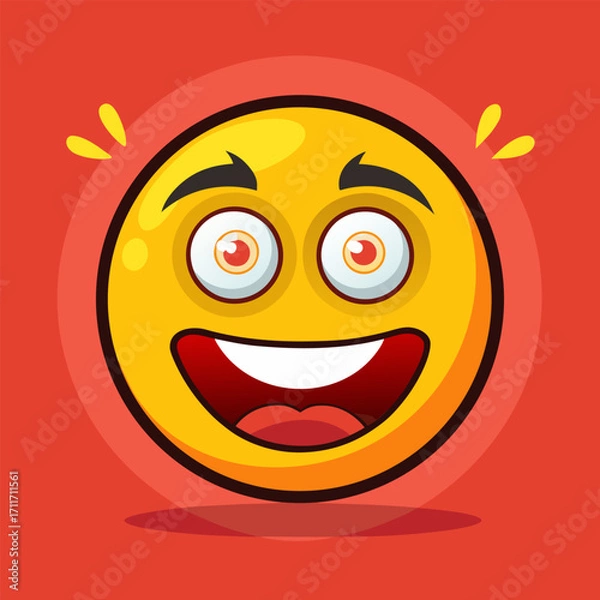 Fototapeta Dizzy and confused emoji with swirling stars and exaggerated expression of distress