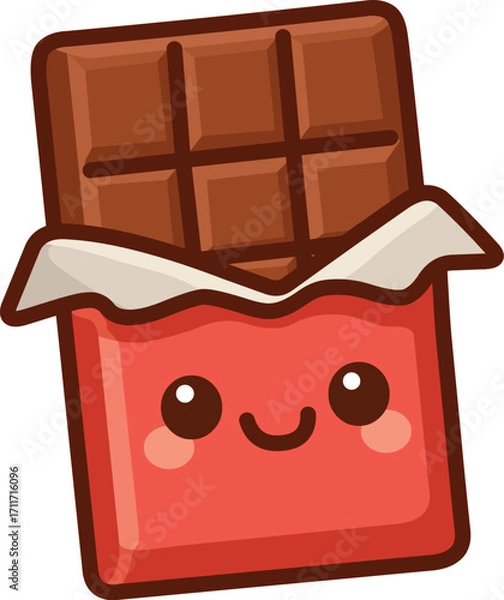 Fototapeta Kawaii Illustration of a Smiling Chocolate Bar