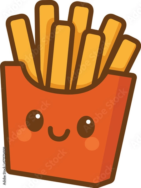 Fototapeta Kawaii Illustration of Smiling French Fries in a Box