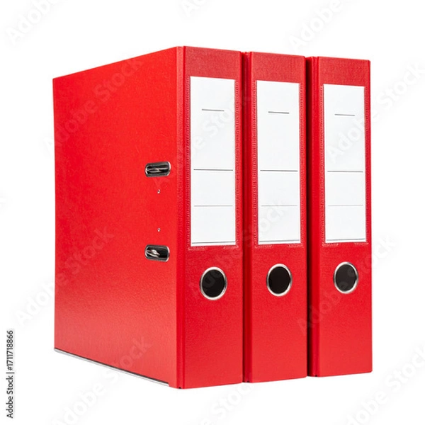 Obraz Red business binders in row on transparency background perfect for organizing documents in professional setting