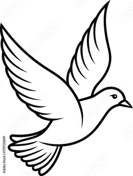 Fototapeta A beautiful dove of peace vector illustration with outstretched wings in a graceful flight