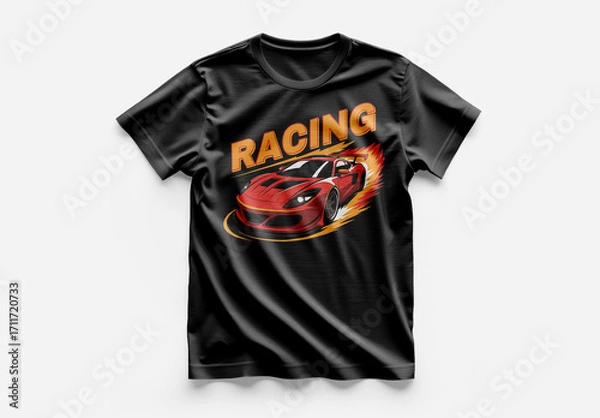 Obraz Tshirt Design With Car Illustration For Men