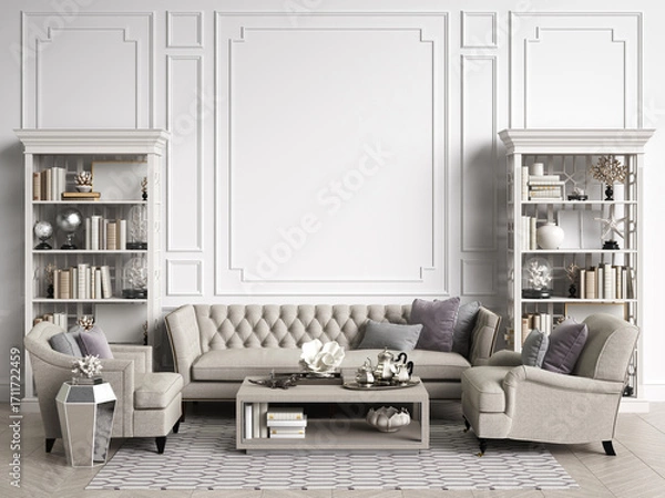 Fototapeta Classic interior room with copy space 3d rendering