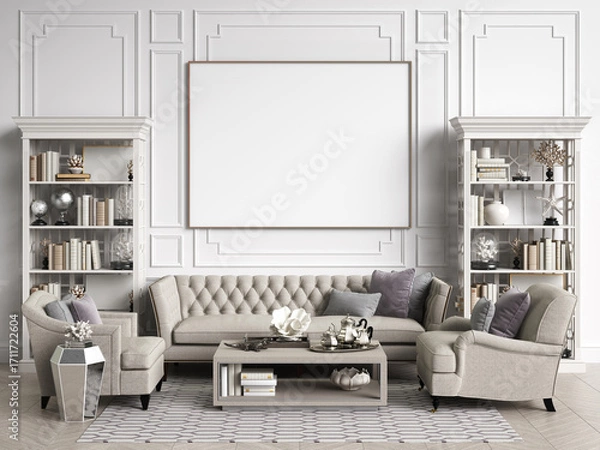 Fototapeta Classic interior room with copy space 3d rendering