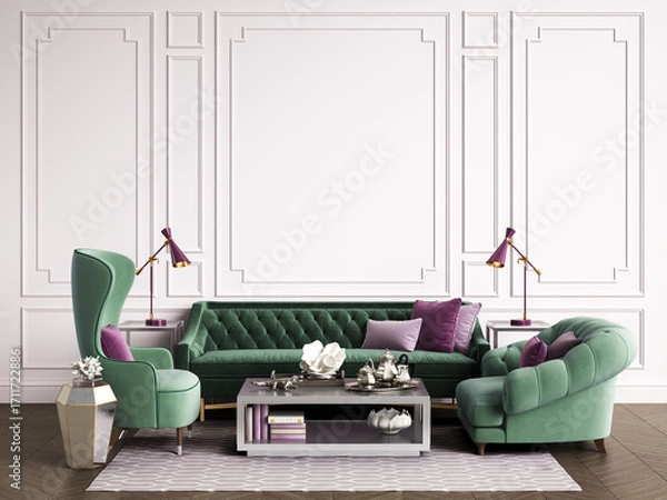 Fototapeta Classic interior room with copy space.3d rendering