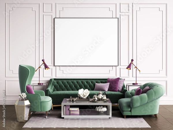 Fototapeta Classic interior room with copy space.3d rendering