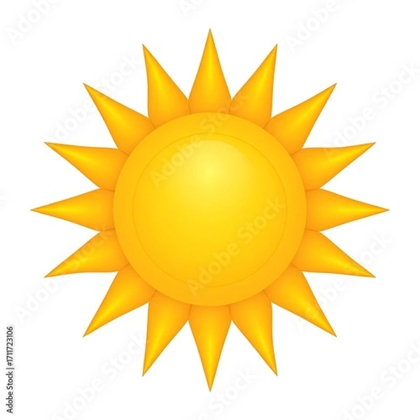 Fototapeta Cartoon sun, bright yellow