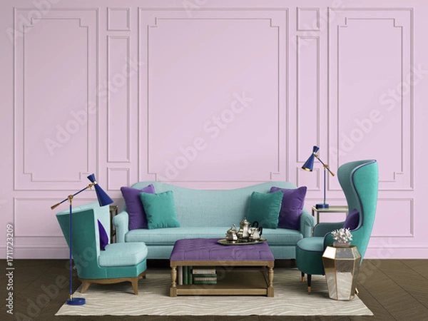 Fototapeta Classic interior room with copy space.3d rendering