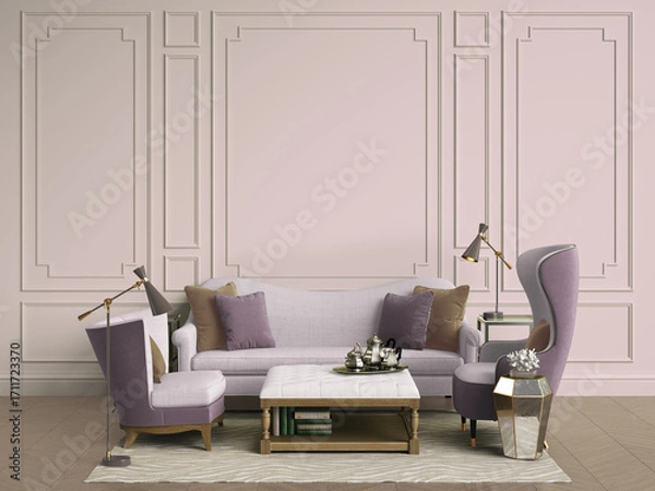 Fototapeta Classic interior room with copy space.3d rendering