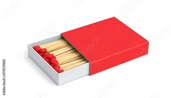 Obraz Red matchbox with wooden matches (1)