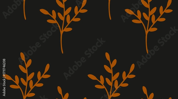 Fototapeta Autumnal Branch Motif on Dark Gray Surface