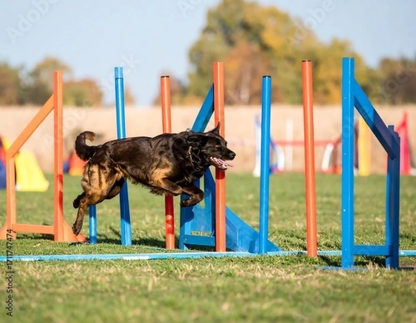Obraz Dog jumping agility course