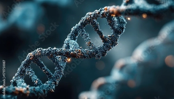 Fototapeta Dusty DNA helix, glowing detail