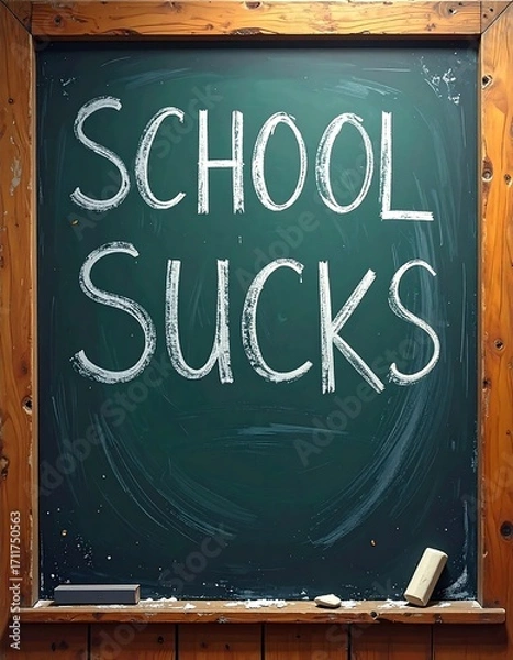 Fototapeta Chalkboard message reading "School Sucks