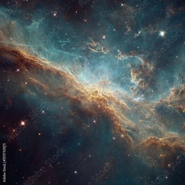 Fototapeta Cosmic nebula, swirling hues of space