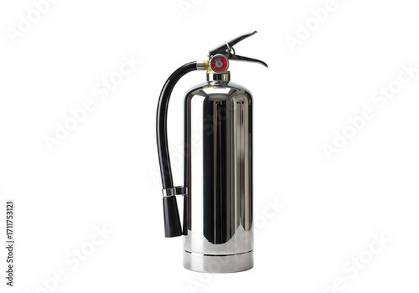 Fototapeta Chrome Fire Extinguisher Safety and Protection isolated on transparent background