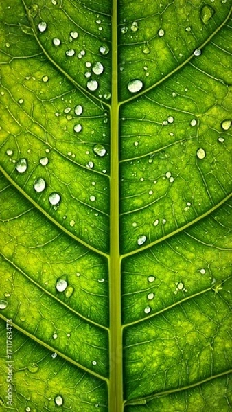 Fototapeta Close-up of a wet leaf