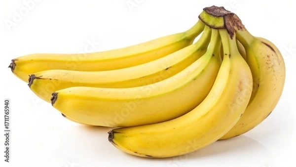 Fototapeta Banana bunch. Banana fruit clipping path. Banana isolated on white background. Banana macro studio photo