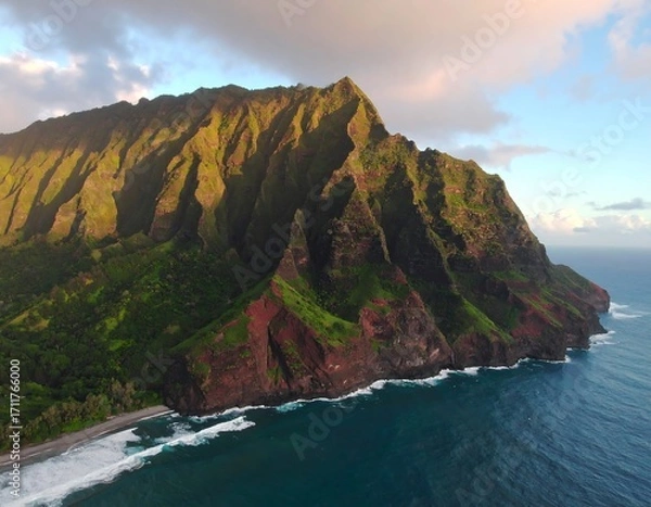 Obraz Dramatic coastal mountain range at sunrise