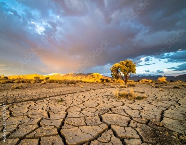 Obraz Dramatic desert landscape at sunset