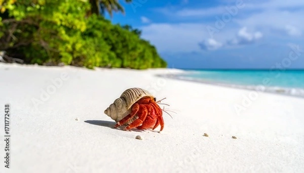 Obraz Red crab on pristine beach