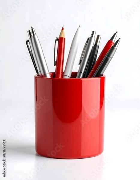 Obraz Red pen and pencil holder