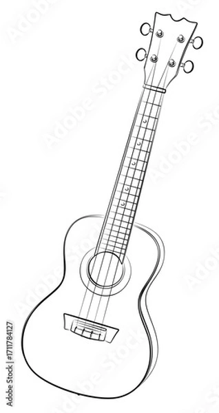 Fototapeta The sketch of a small stringed ukulele.

