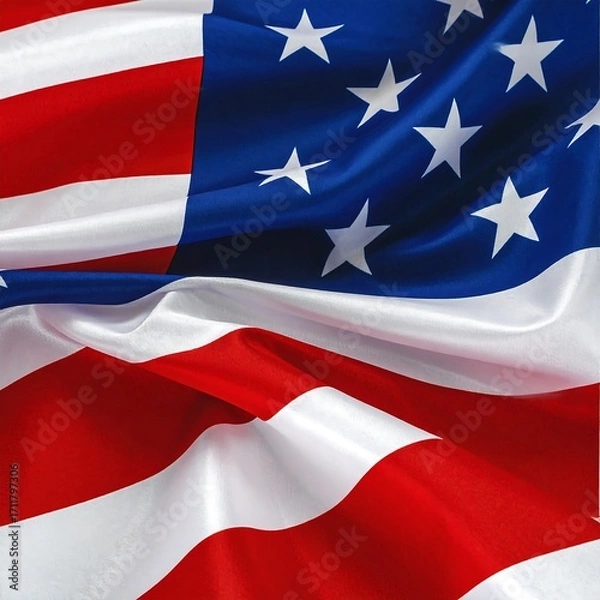 Fototapeta Close-up of an American flag with flowing fabric