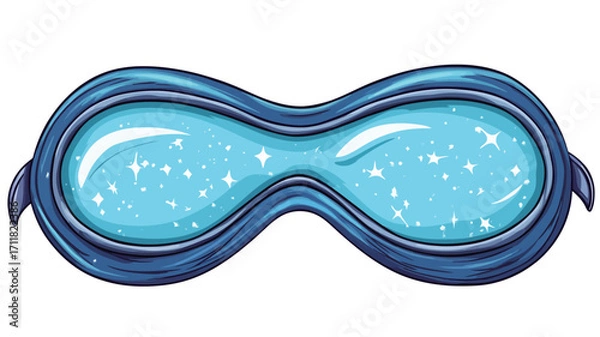 Fototapeta A digital illustration of a pair of blue safety glasses or goggles. The lenses are light blue with a sparkly glitter effect. The frame is a darker shade of blue. The illustration is clean, crisp