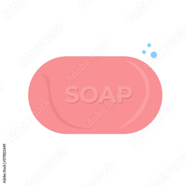 Fototapeta Pink bar soap for bathing and maintaining skin cleanliness and overall body health, flat art design style.
