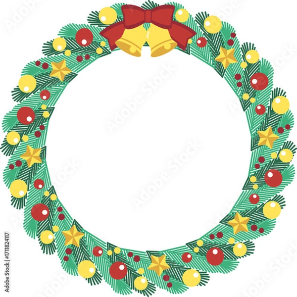 Obraz クリスマスリースのベクター素材イラスト