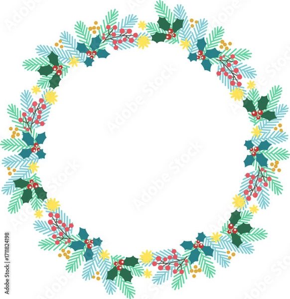 Obraz クリスマスリースのベクター素材イラスト