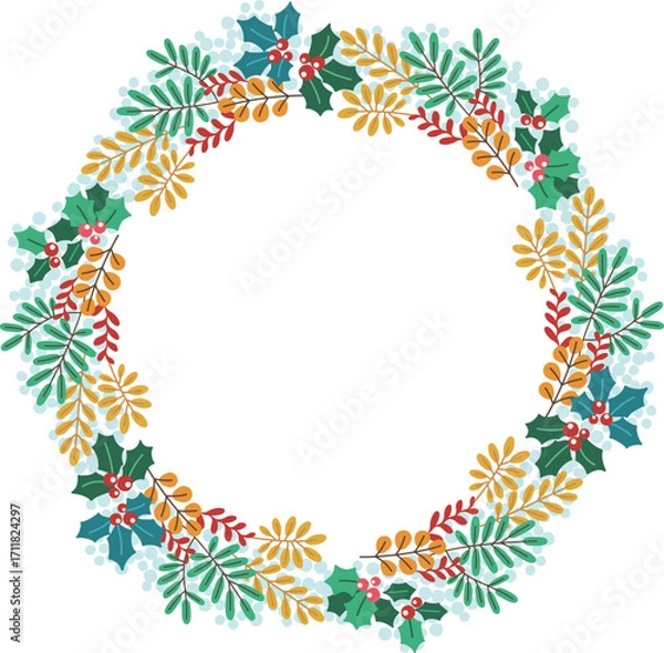Obraz クリスマスリースのベクター素材イラスト