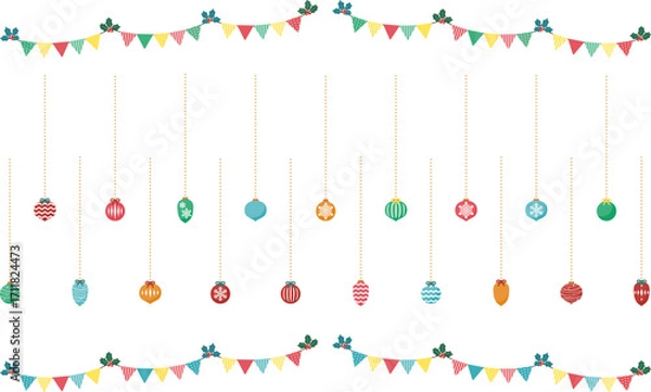 Obraz クリスマスのオーナメントのベクター素材イラストセット