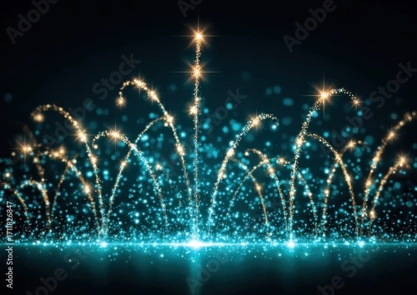 Fototapeta Vibrant fireworks display illuminating the night sky with colorful sparkling pyrotechnics for celebration entertainment outdoor event and festive atmosphere